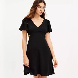 LOFT Black Mini Dress with V-Neck